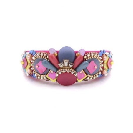 Diadema de pedrería rosa fucsia
