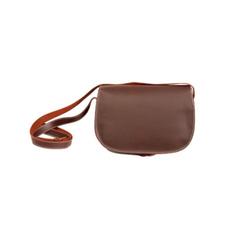 Bolso-bandolera grande de piel color Engrasado con fondo Crema