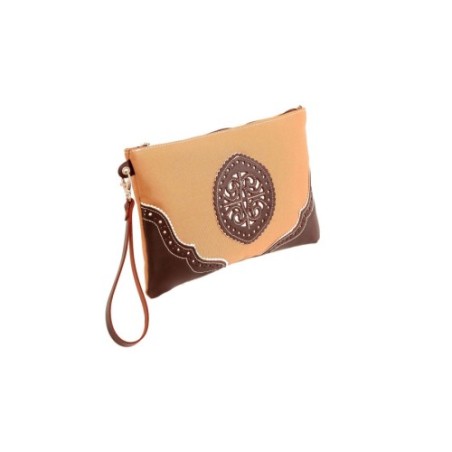 Bolso de mano rociero en piel color Beige