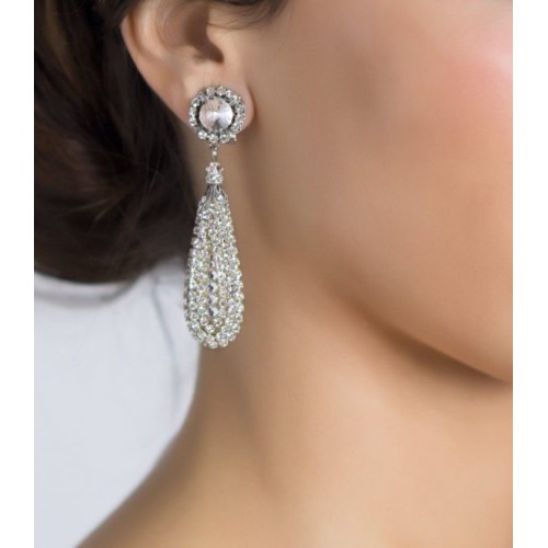 Pendientes de novia lágrima de cristal